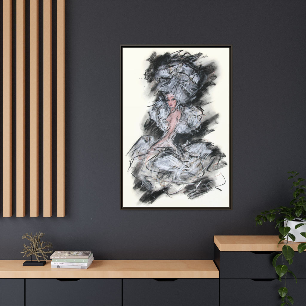 Framed Matte Canvas Art - Fashion Sketch Ballerina Illustration