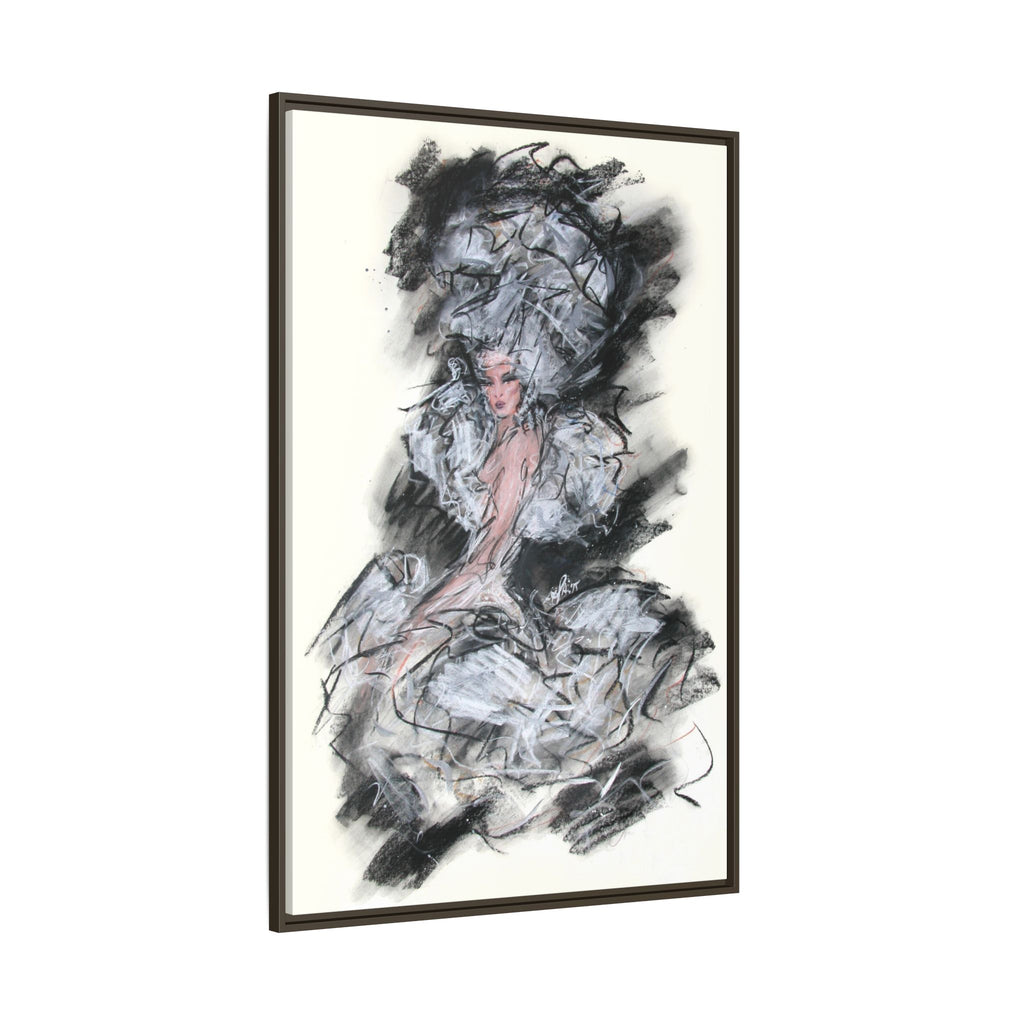 Framed Matte Canvas Art - Fashion Sketch Ballerina Illustration
