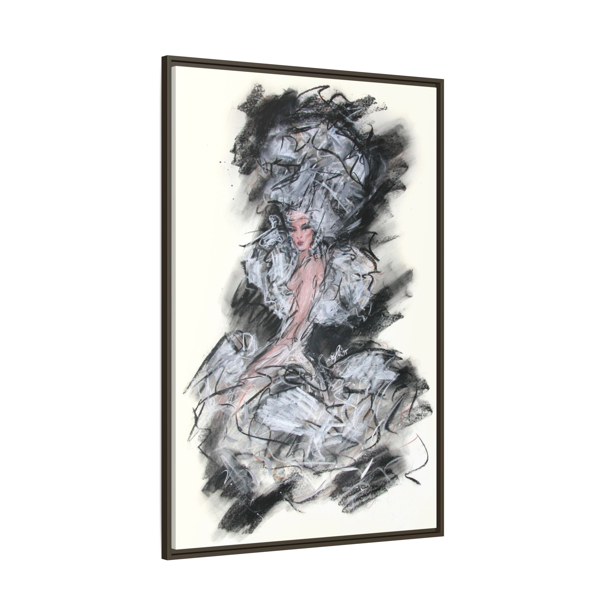 Framed Matte Canvas Art - Fashion Sketch Ballerina Illustration