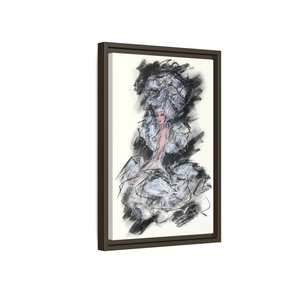 Framed Matte Canvas Art - Fashion Sketch Ballerina Illustration