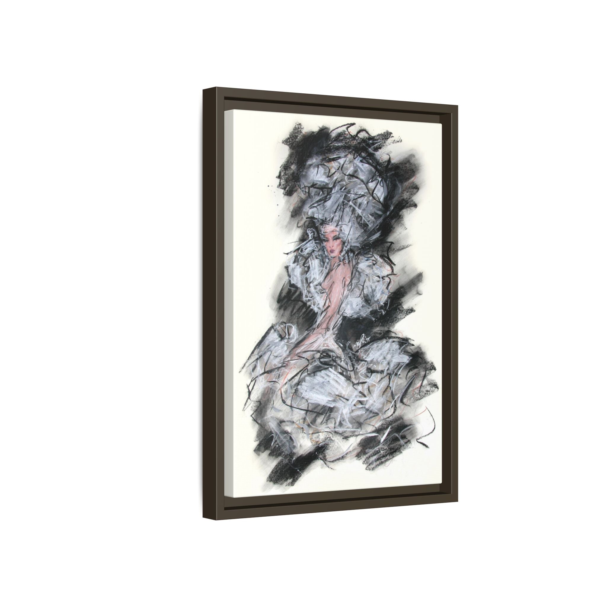 Framed Matte Canvas Art - Fashion Sketch Ballerina Illustration