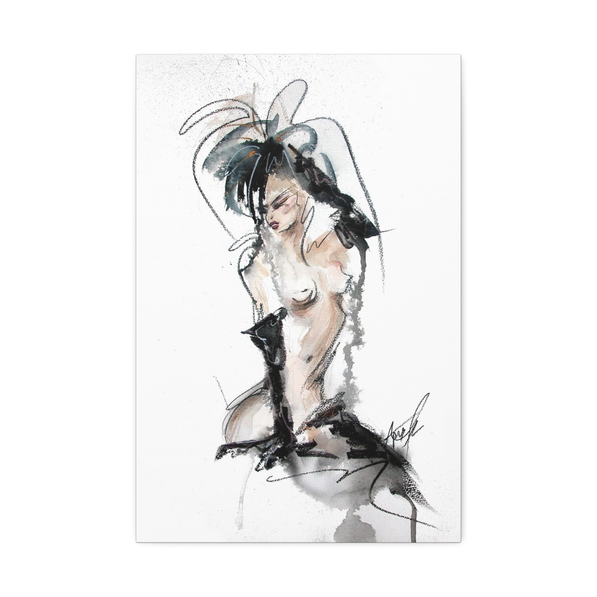 Woman In Black Gloves Canvas Print | Burlesque Pinup Canvas Art