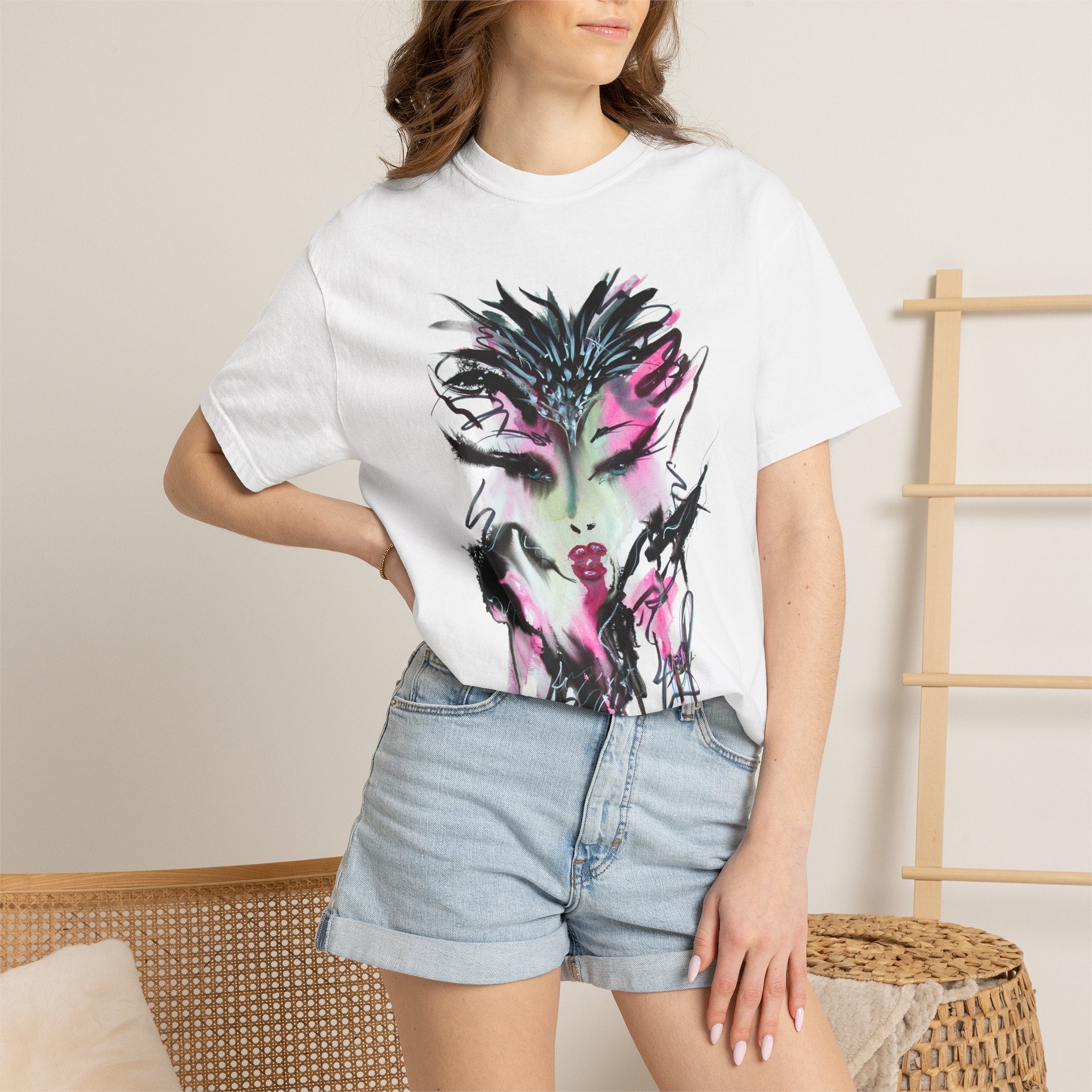 Avant-Garde Face Art T-Shirt | Abstract Watercolor Portrait