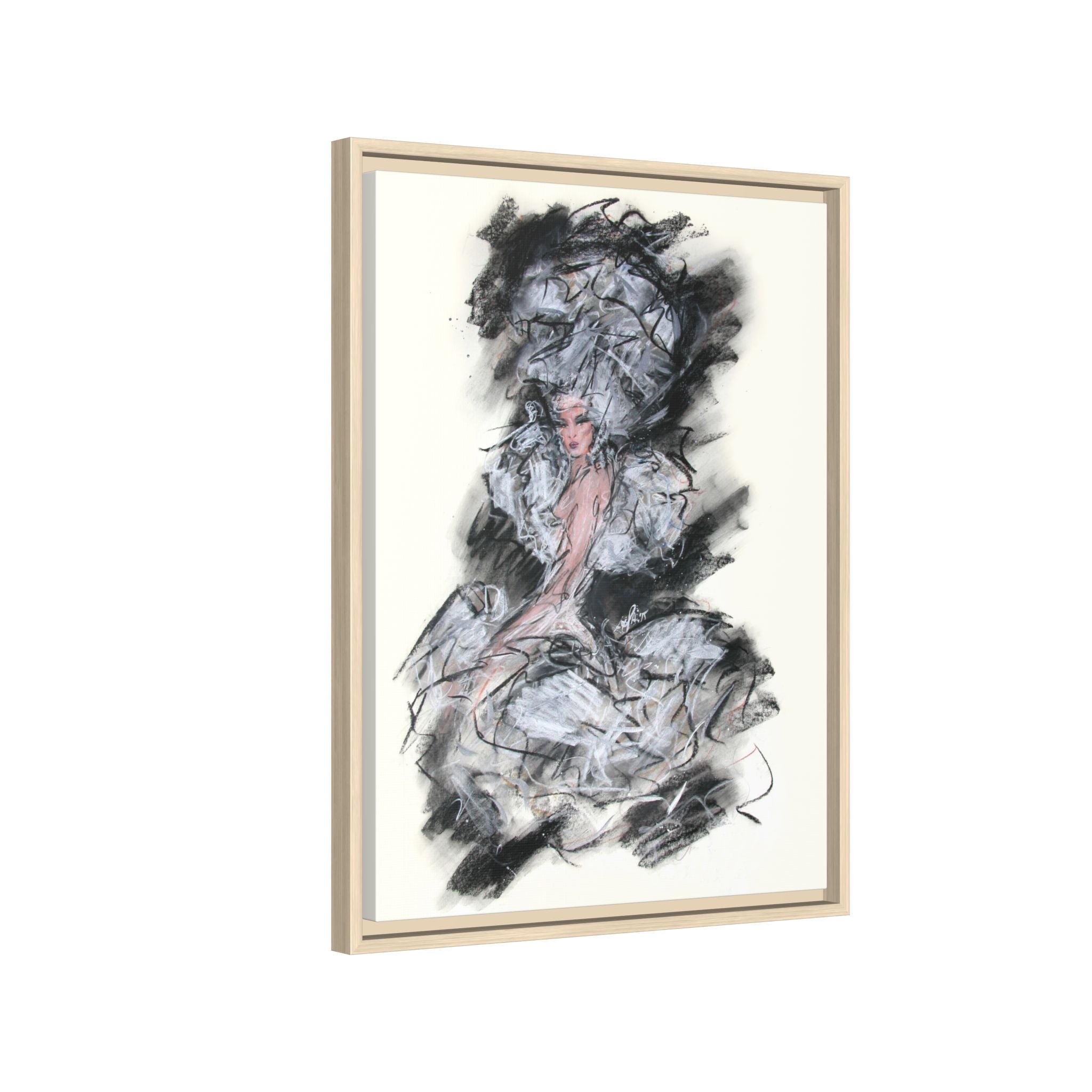 Framed Matte Canvas Art - Fashion Sketch Ballerina Illustration