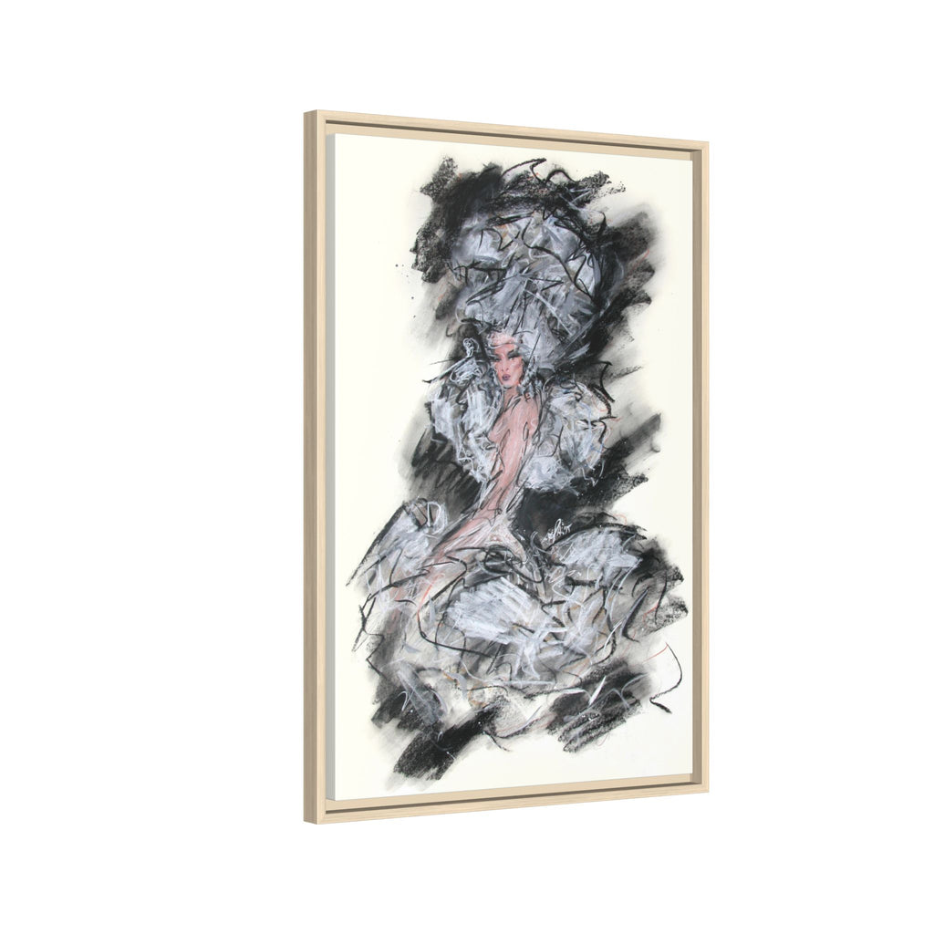 Framed Matte Canvas Art - Fashion Sketch Ballerina Illustration