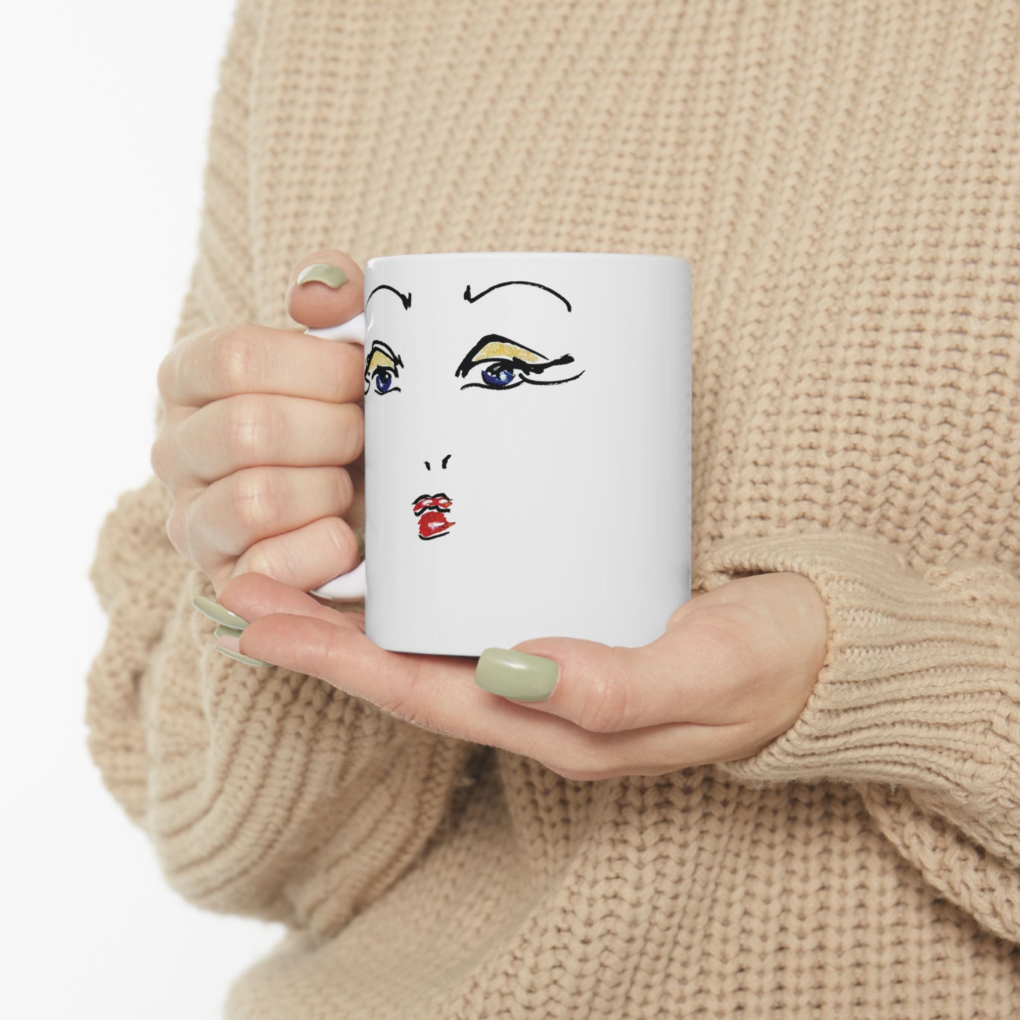 Ceramic Mug - Minimal Eyelash & Signature Design, Makeup Artist Gift (11oz, 15oz)