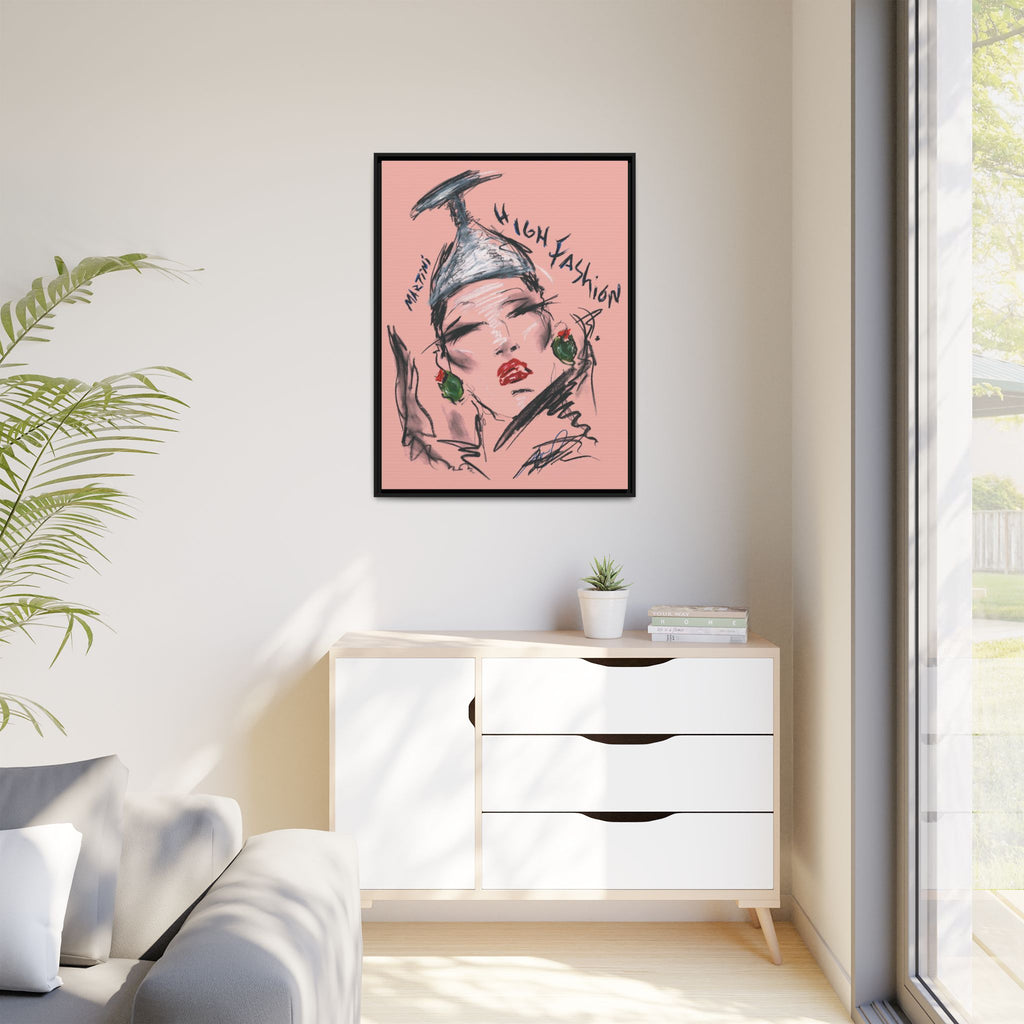 High Fashion Portrait Framed Canvas Wall Art