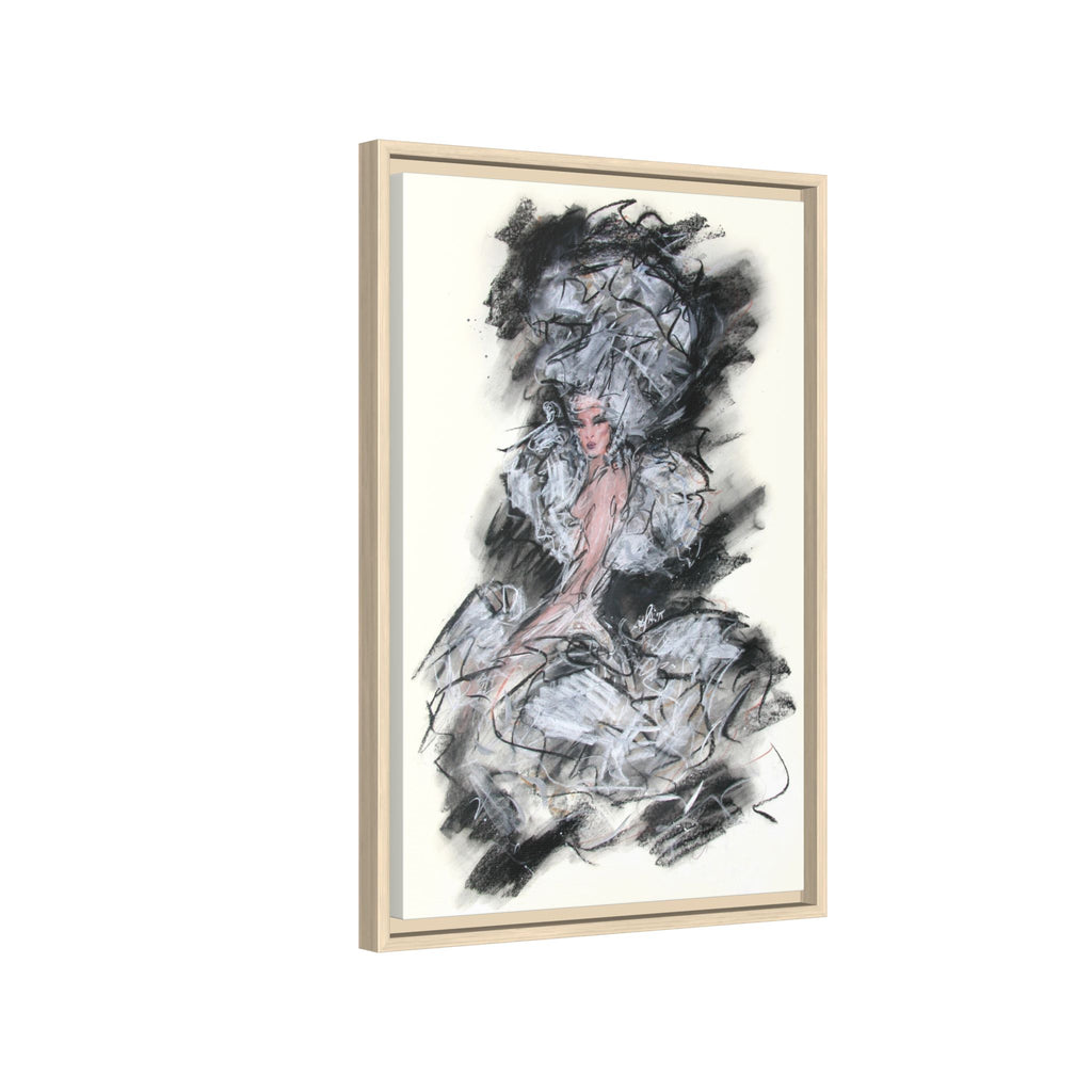 Framed Matte Canvas Art - Fashion Sketch Ballerina Illustration