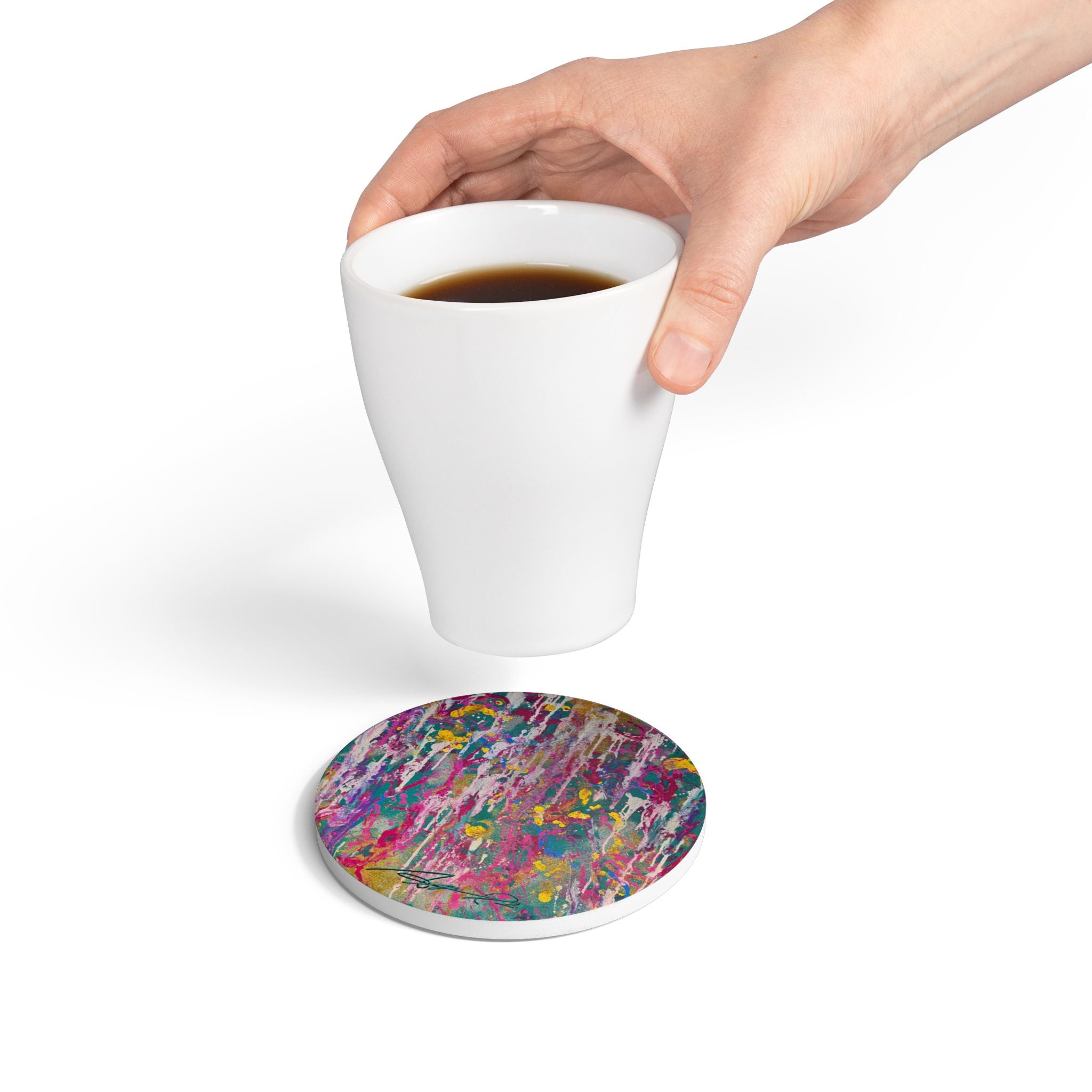 Contemporary Art Ceramic Coaster | Sunlight Through the Weeping Willows