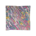 Abstract Watercolor Silk-Feel Scarf — Pink Teal Artistic Print