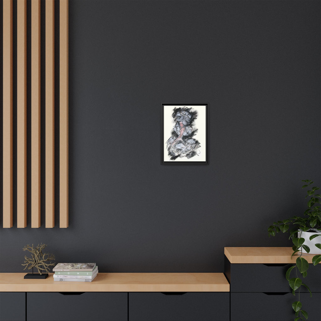 Framed Matte Canvas Art - Fashion Sketch Ballerina Illustration