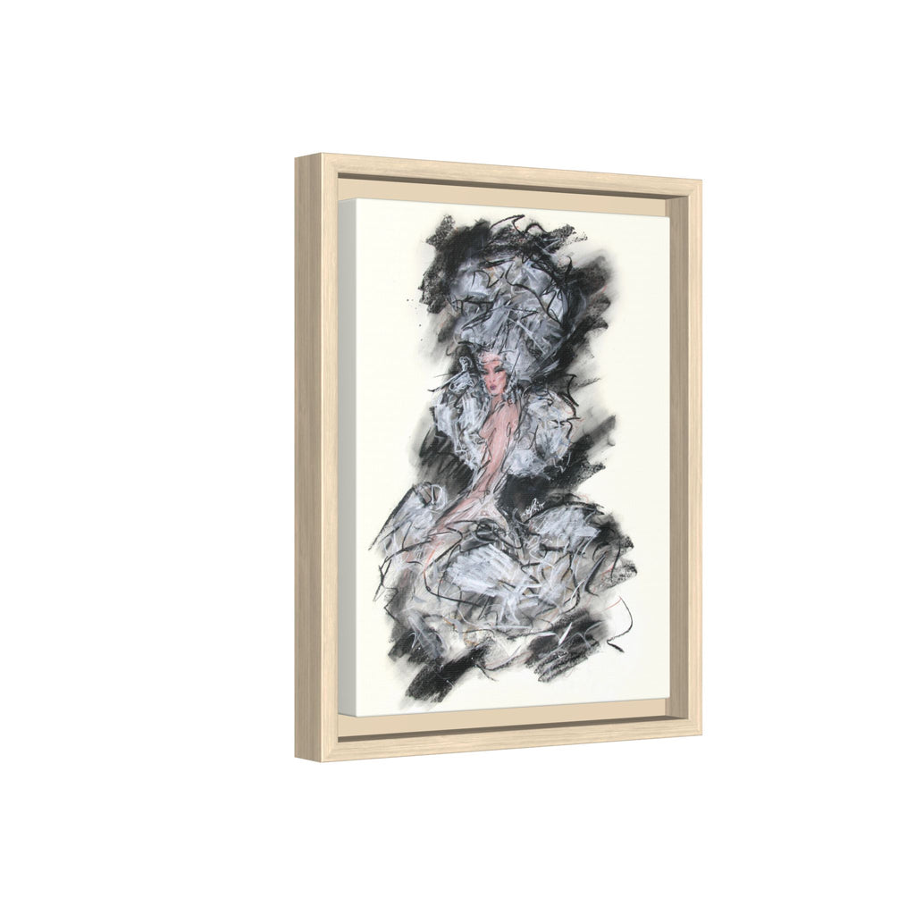 Framed Matte Canvas Art - Fashion Sketch Ballerina Illustration