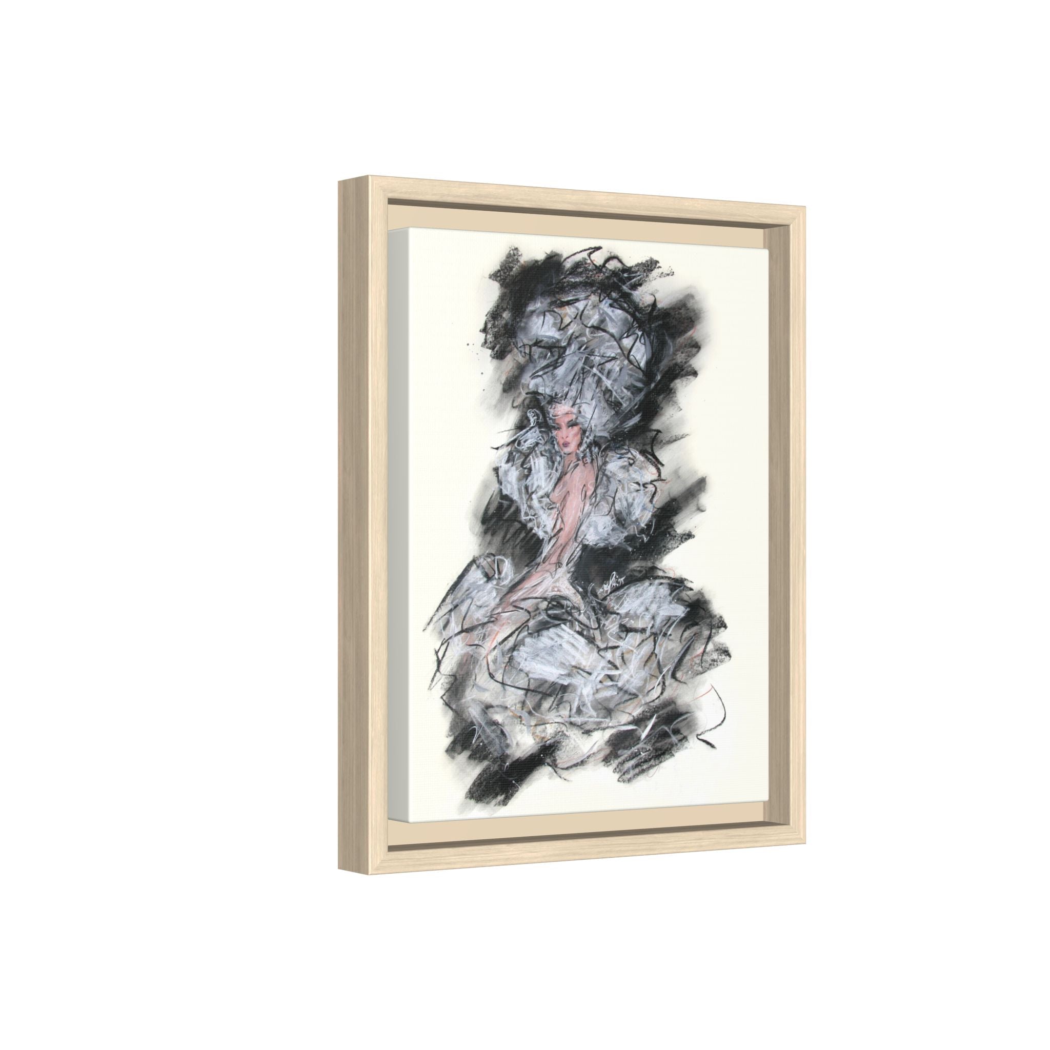 Framed Matte Canvas Art - Fashion Sketch Ballerina Illustration