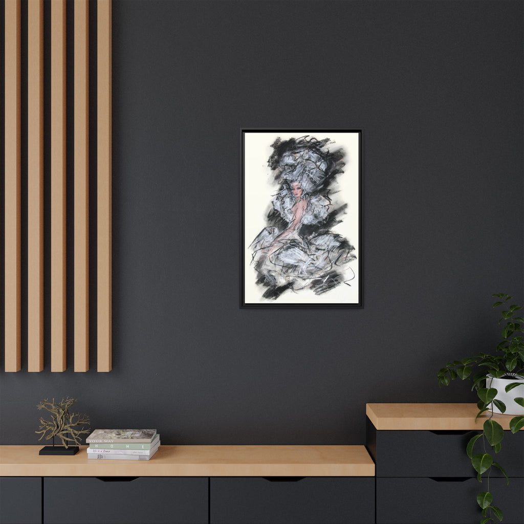 Framed Matte Canvas Art - Fashion Sketch Ballerina Illustration