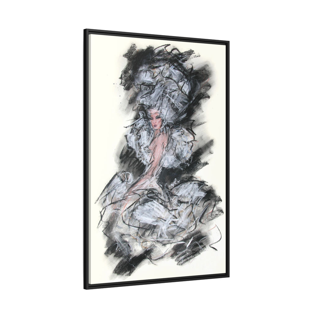 Framed Matte Canvas Art - Fashion Sketch Ballerina Illustration