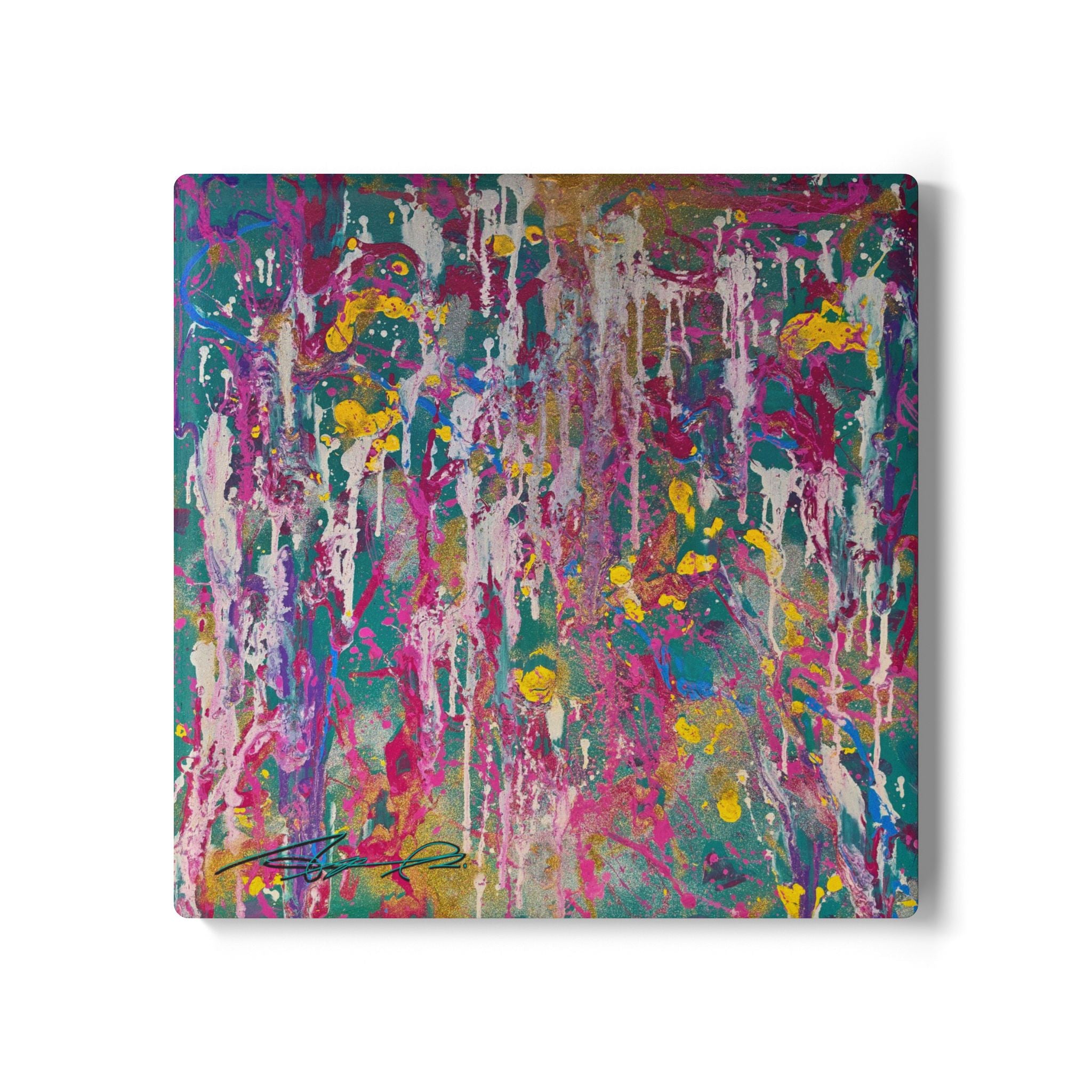 Contemporary Art Ceramic Coaster | Sunlight Through the Weeping Willows