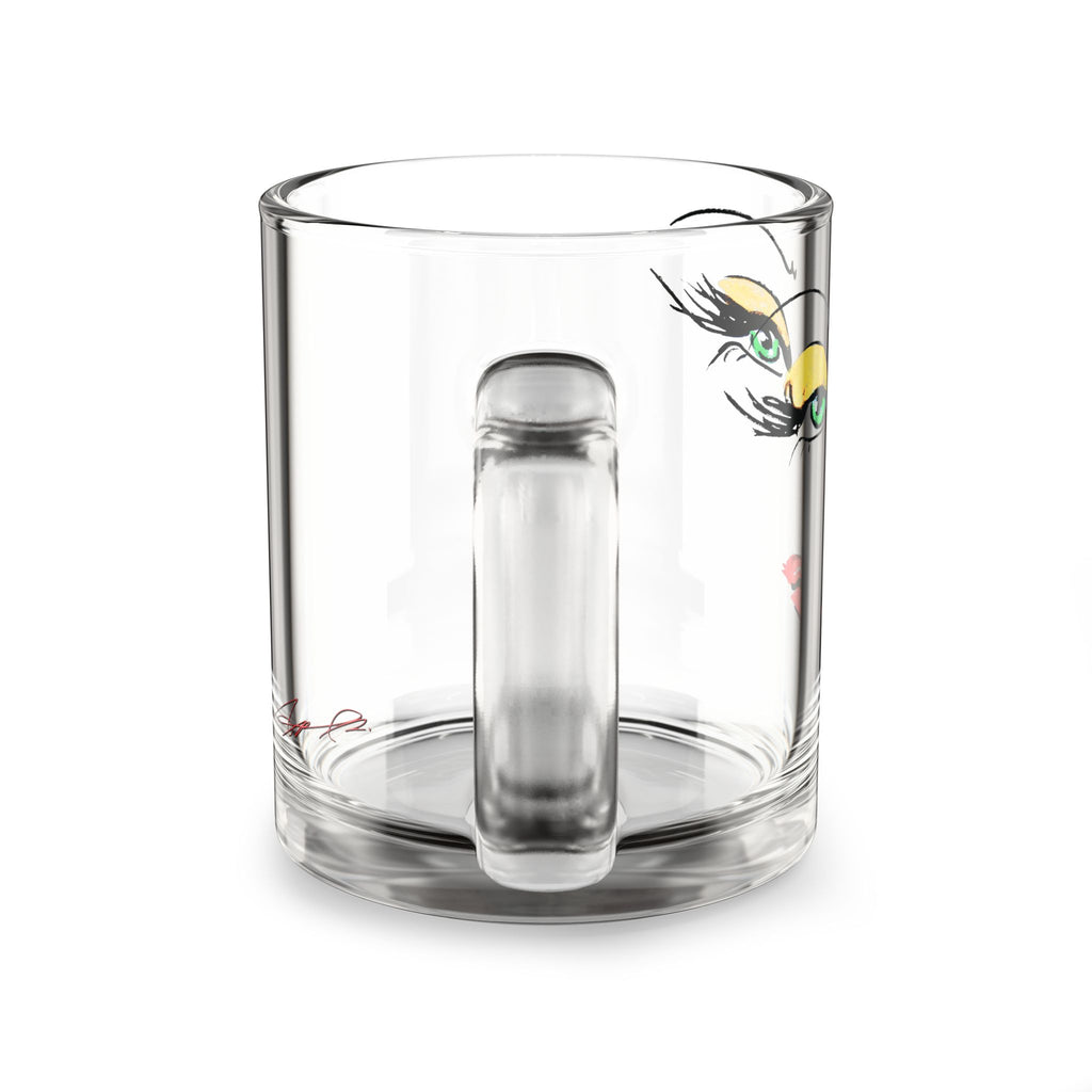 Glam Makeup Face Glass Mug | 10oz Clear Coffee Cup