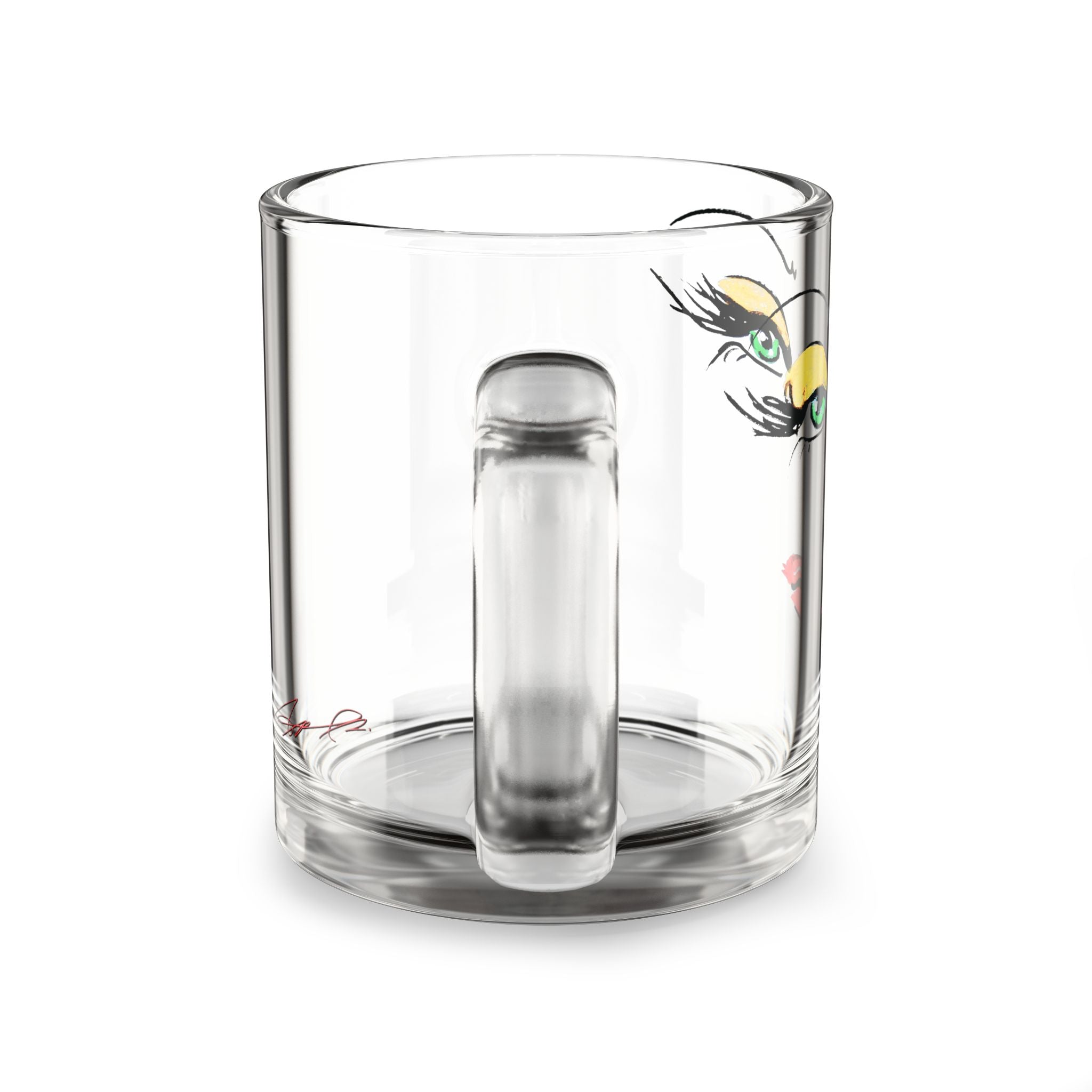 Glam Makeup Face Glass Mug | 10oz Clear Coffee Cup