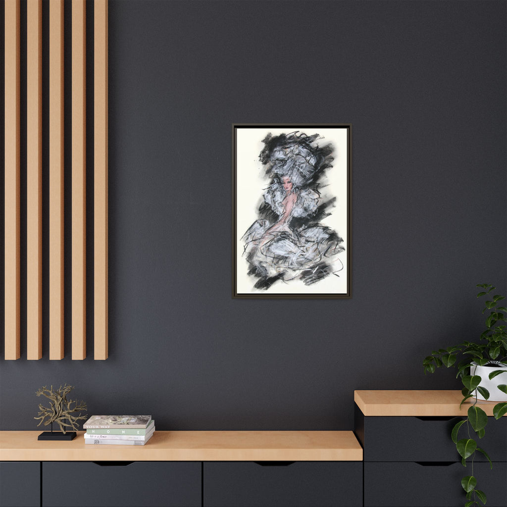 Framed Matte Canvas Art - Fashion Sketch Ballerina Illustration