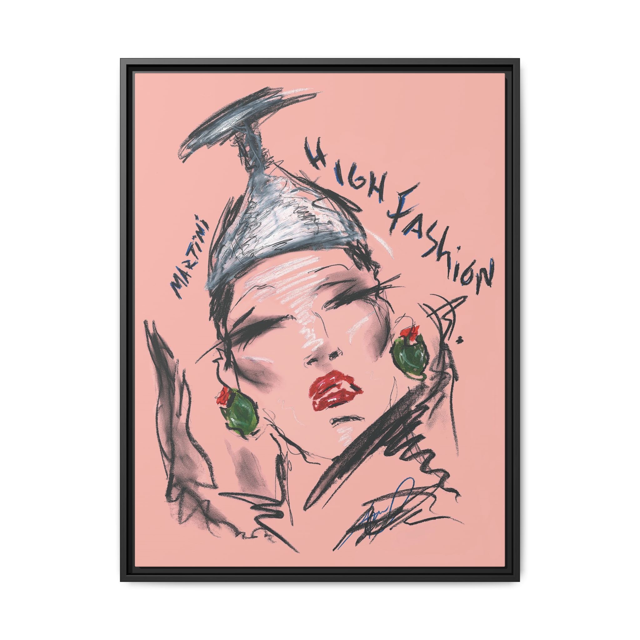 High Fashion Portrait Framed Canvas Wall Art