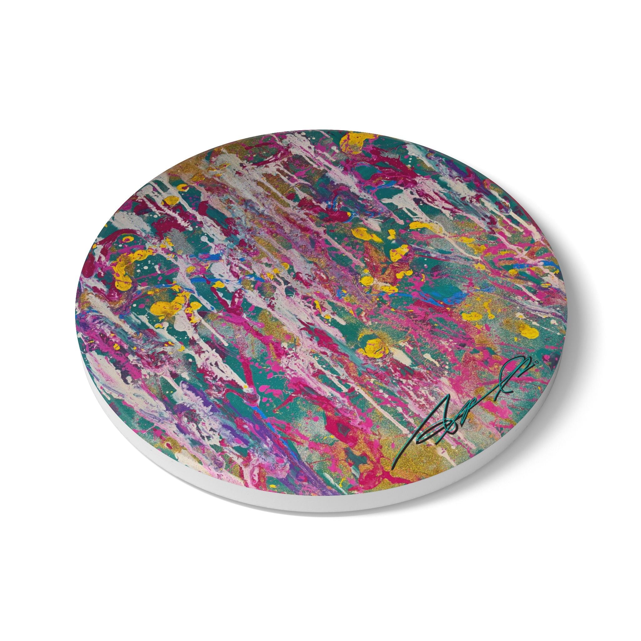 Contemporary Art Ceramic Coaster | Sunlight Through the Weeping Willows