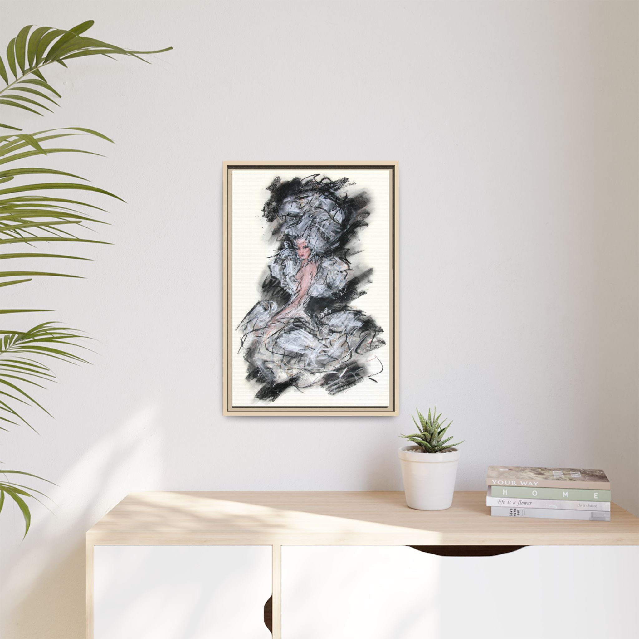 Framed Matte Canvas Art - Fashion Sketch Ballerina Illustration