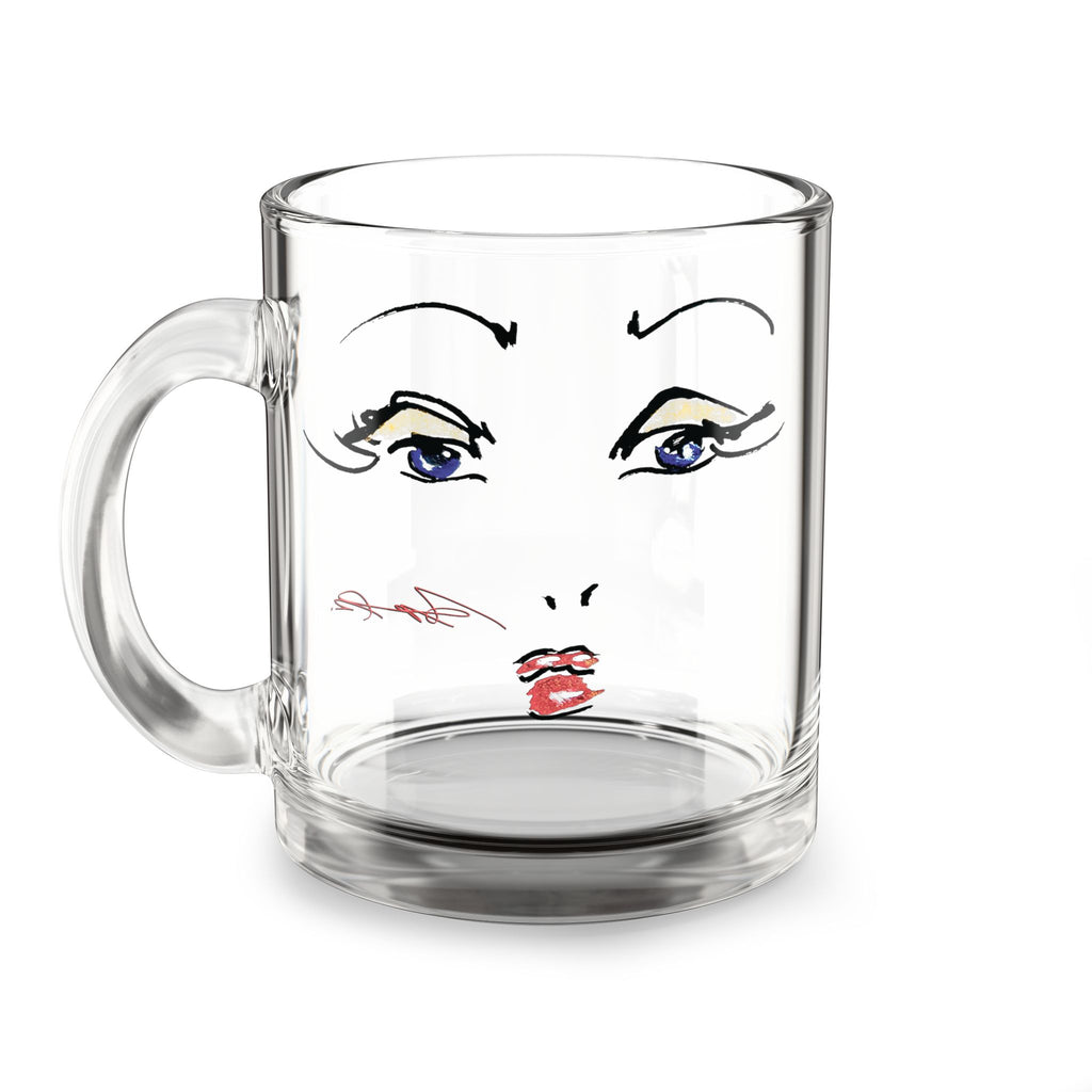 Minimalist Face Sketch Glass Mug | 10oz Clear Coffee Cup