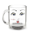 Minimalist Face Sketch Glass Mug | 10oz Clear Coffee Cup
