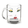 Glam Makeup Face Glass Mug | 10oz Clear Coffee Cup