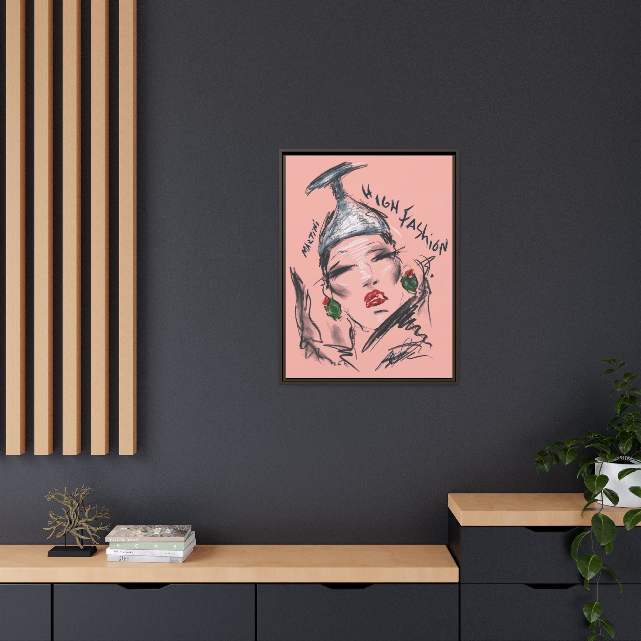 High Fashion Portrait Framed Canvas Wall Art