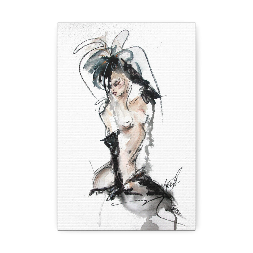 Woman In Black Gloves Canvas Print | Burlesque Pinup Canvas Art