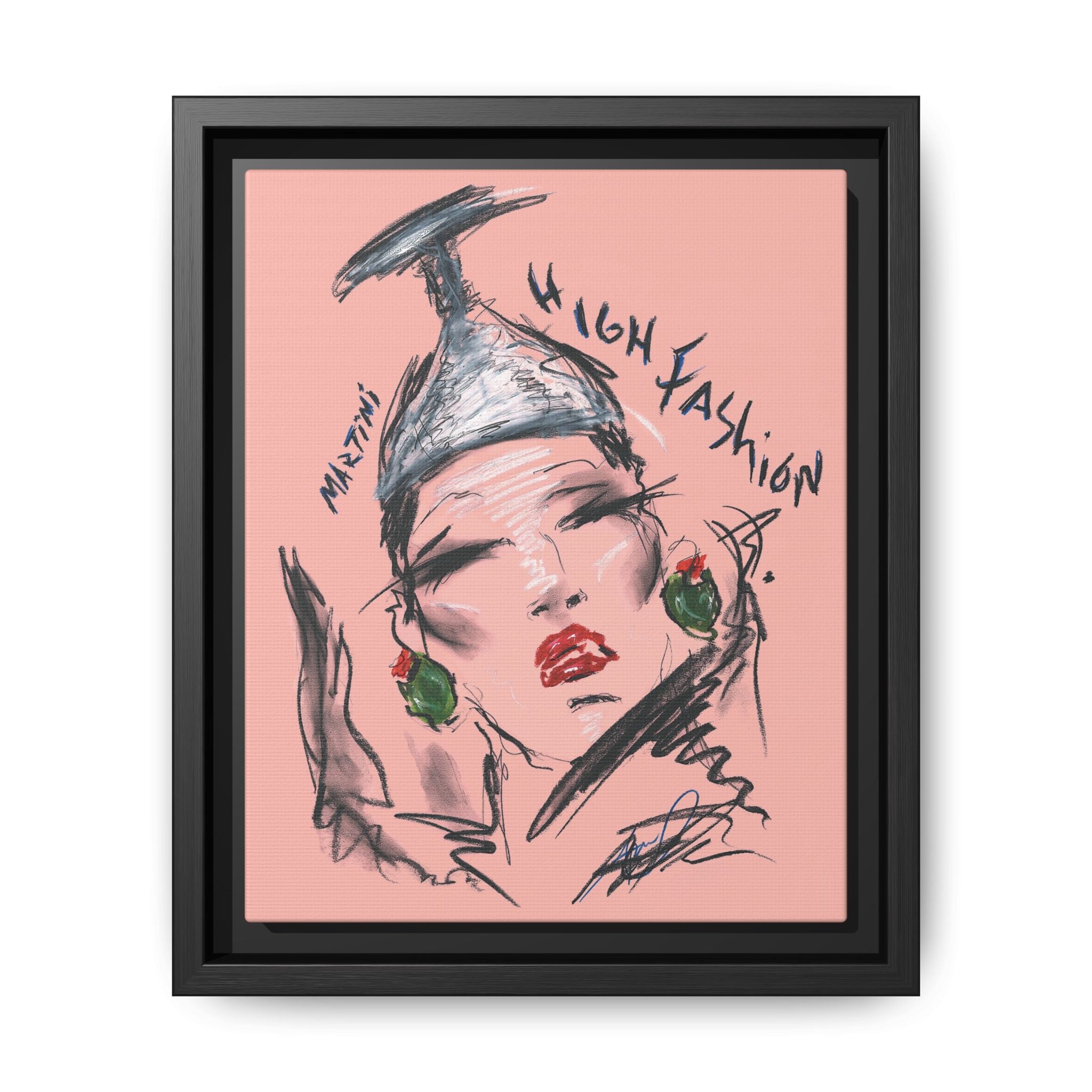 High Fashion Portrait Framed Canvas Wall Art